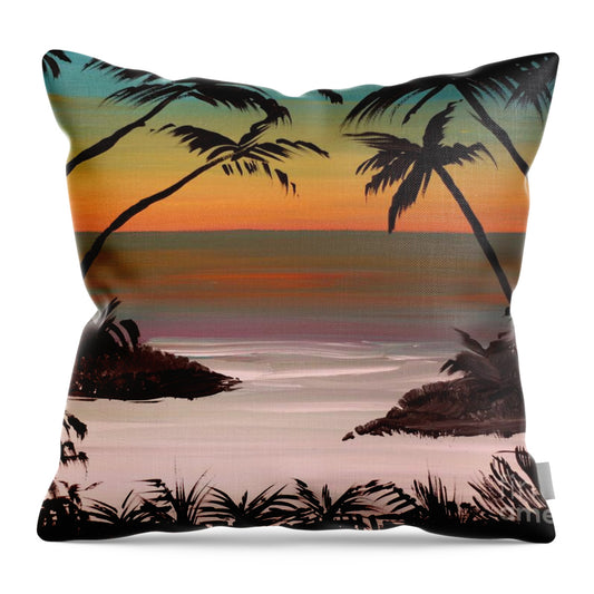 Tropical Sunset Over Calm Waters - Throw Pillow