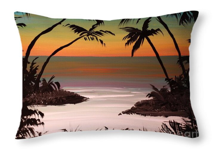 Tropical Sunset Over Calm Waters - Throw Pillow