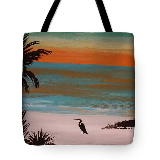 Tropical Sunset Over Serene Beach - Tote Bag