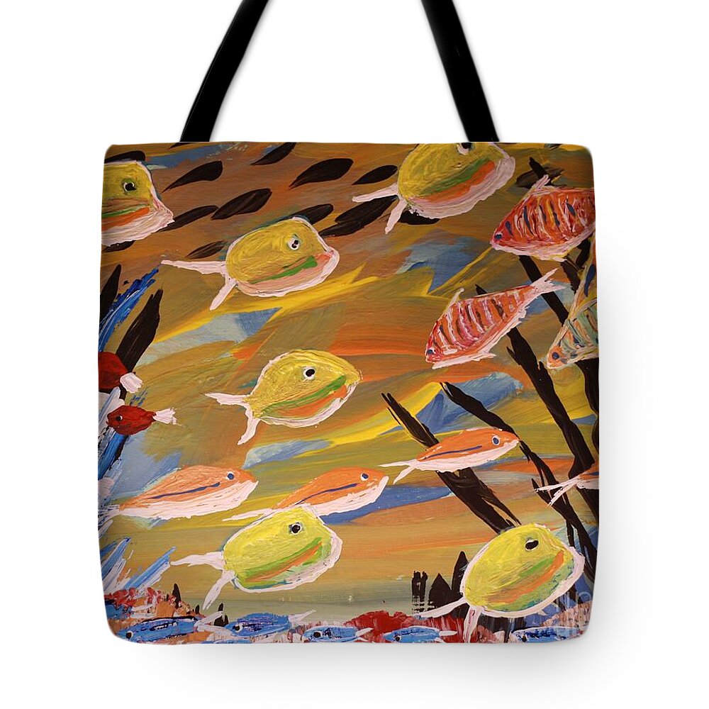 Underwater Colorful Fish Scene - Tote Bag