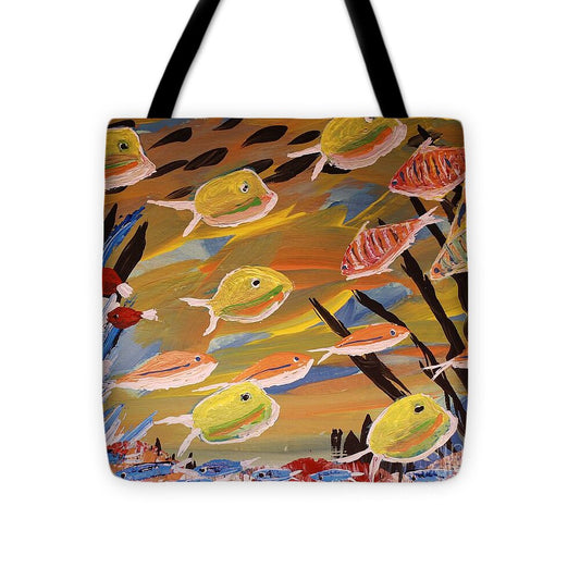Underwater Colorful Fish Scene - Tote Bag