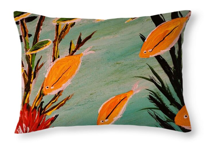 Underwater Scene with Orange Fish - Throw Pillow
