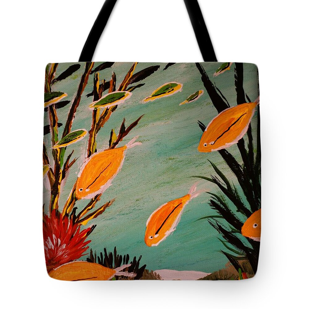 Underwater Scene with Orange Fish - Tote Bag