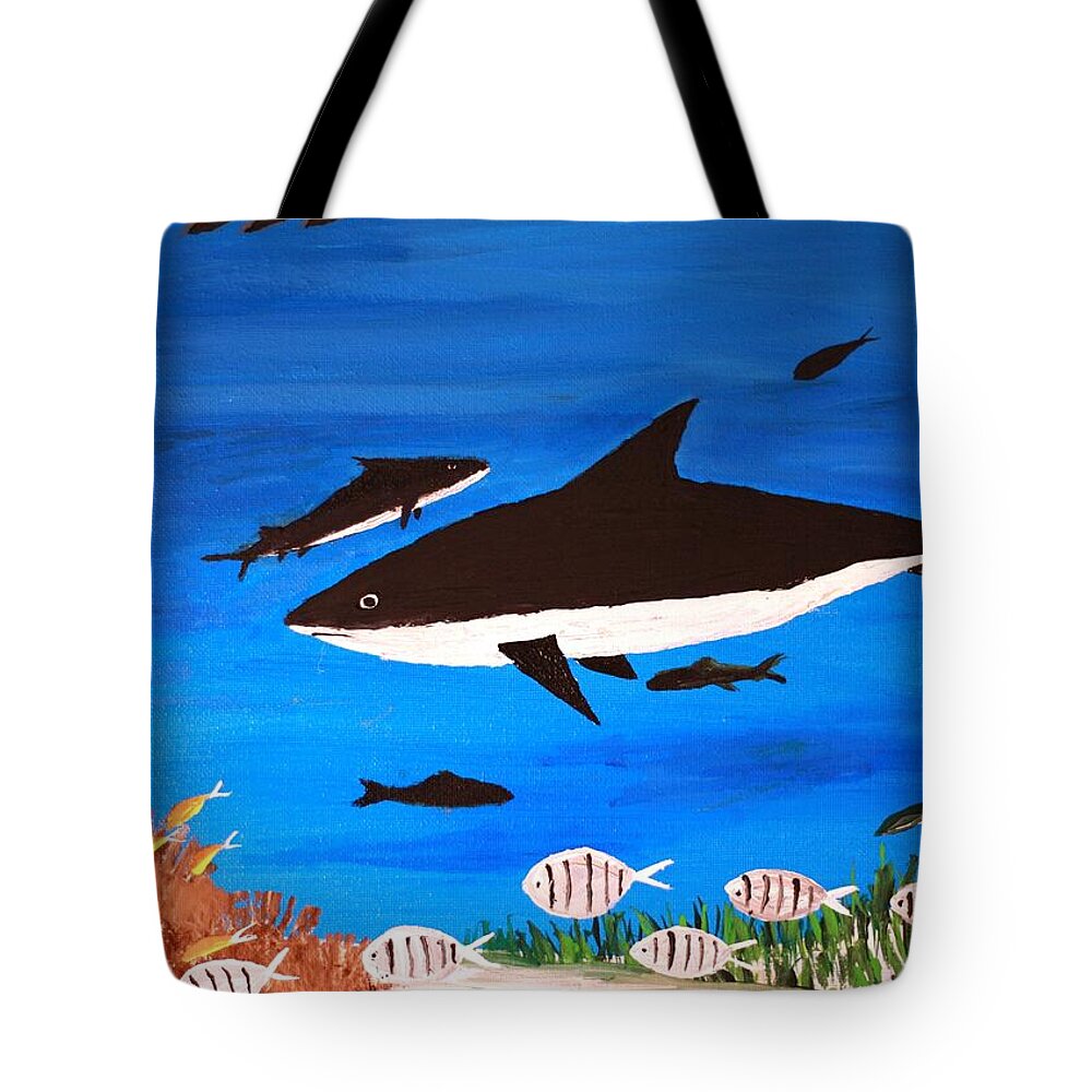 Underwater Shark Scene - Tote Bag