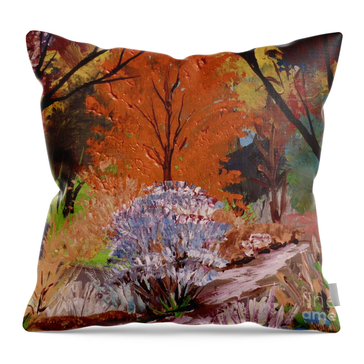 Vibrant Autumn Landscape - Throw Pillow