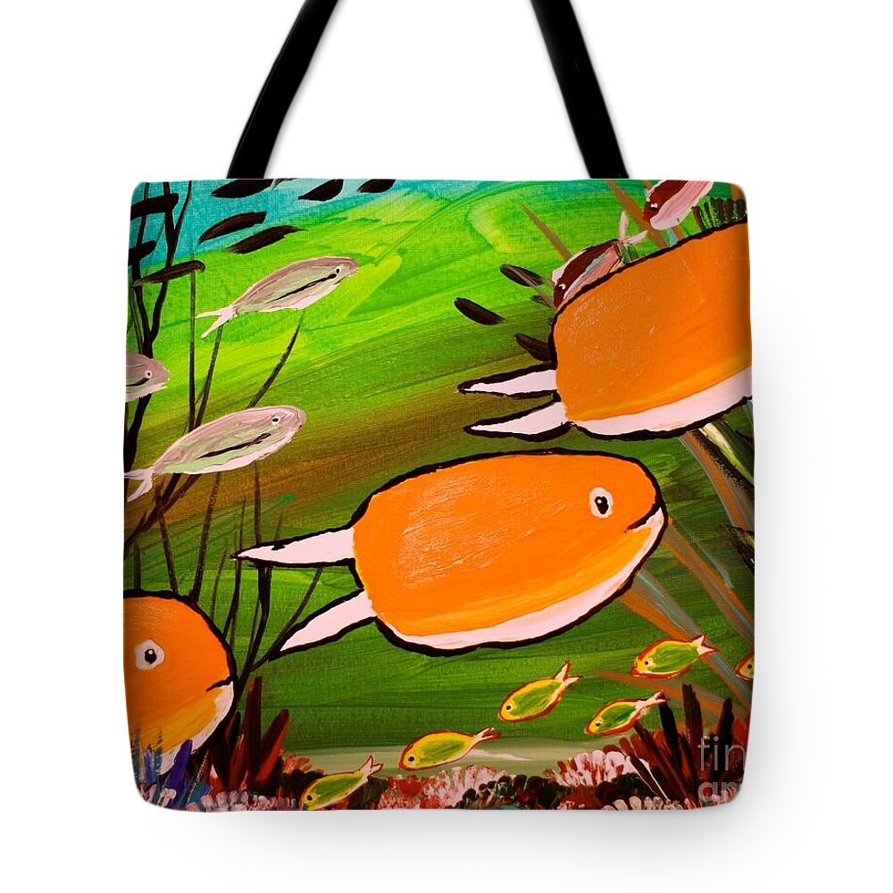 Vibrant Orange Fish in Underwater Scene - Tote Bag