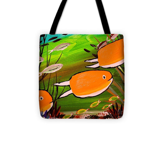 Vibrant Orange Fish in Underwater Scene - Tote Bag