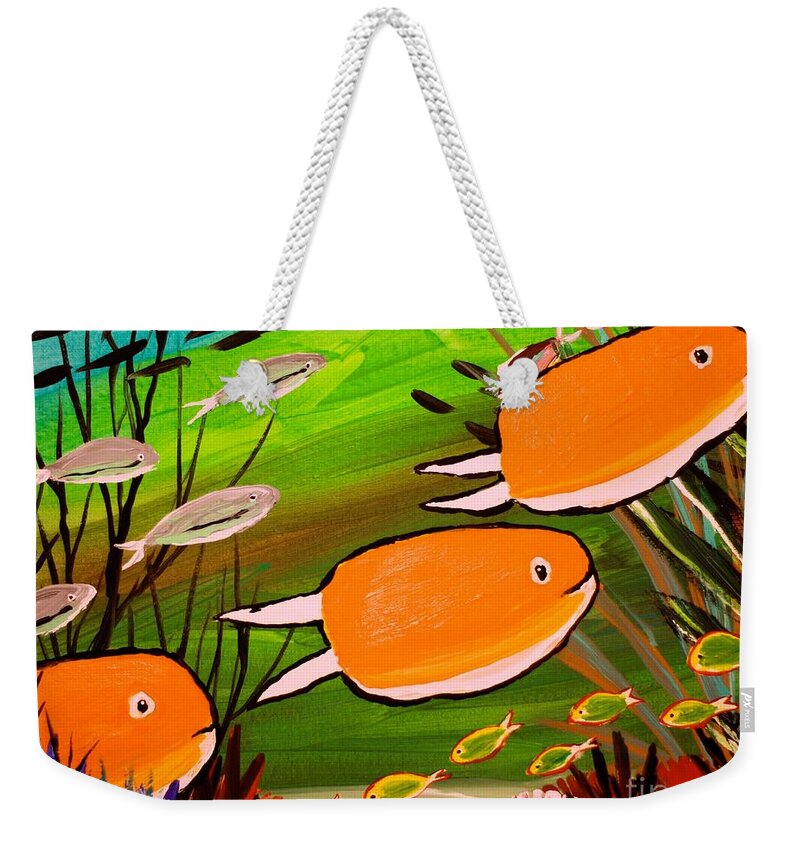 Vibrant Orange Fish in Underwater Scene - Weekender Tote Bag