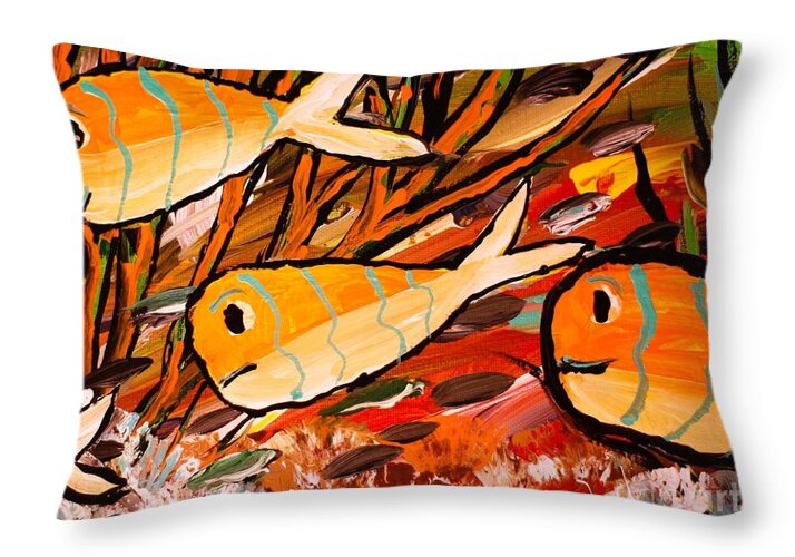 Vibrant Orange Fish Underwater - Throw Pillow