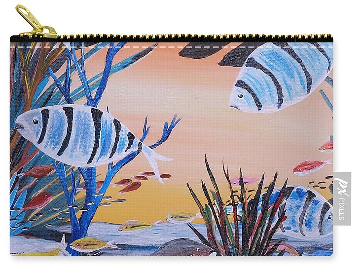 Vibrant Underwater Fish Scene - Zip Pouch