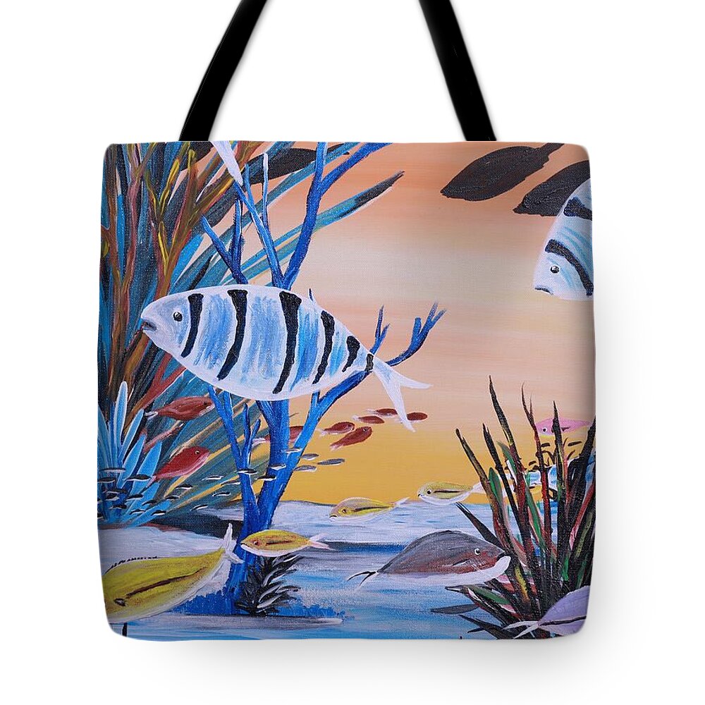 Vibrant Underwater Fish Scene - Tote Bag