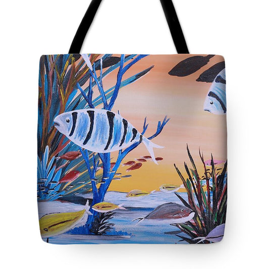Vibrant Underwater Fish Scene - Tote Bag