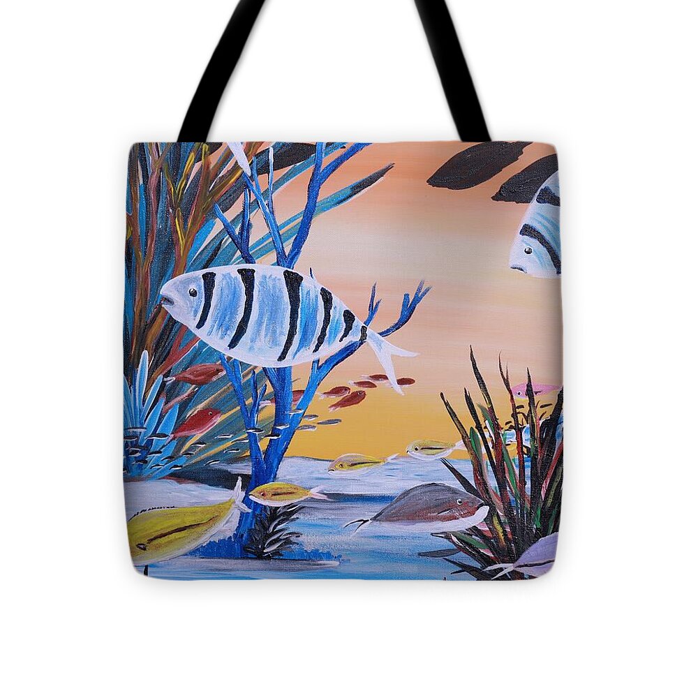 Vibrant Underwater Fish Scene - Tote Bag