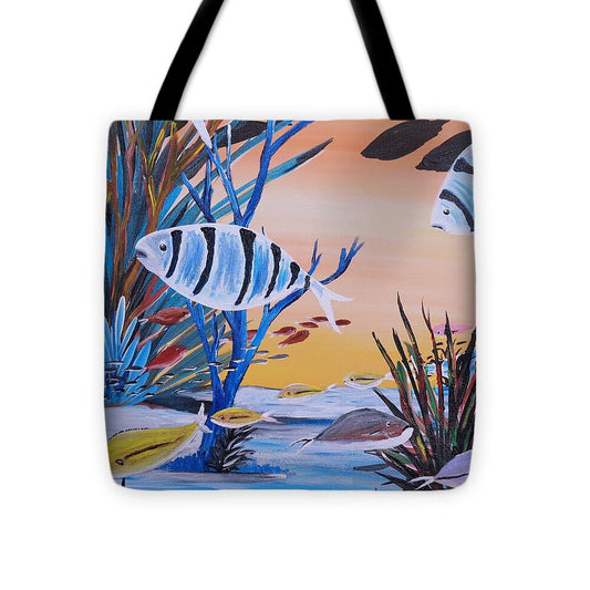 Vibrant Underwater Fish Scene - Tote Bag
