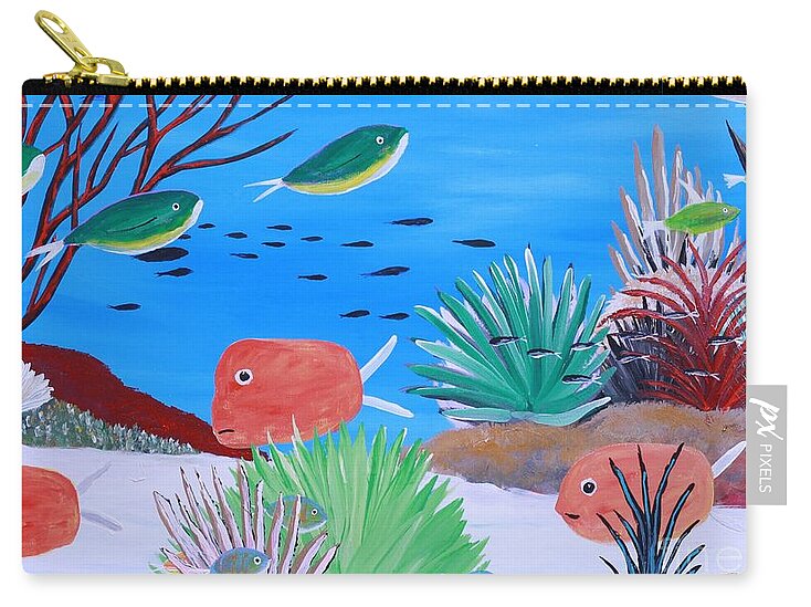 Vibrant Underwater Marine Scene - Zip Pouch