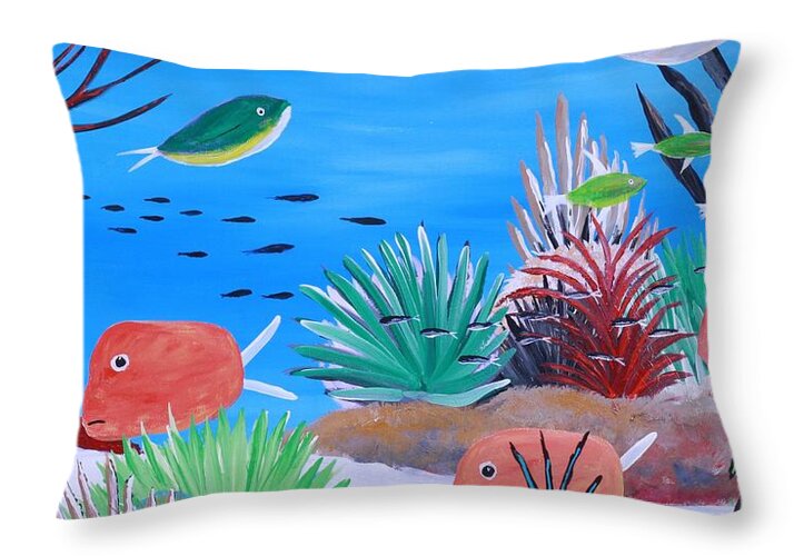 Vibrant Underwater Marine Scene - Throw Pillow